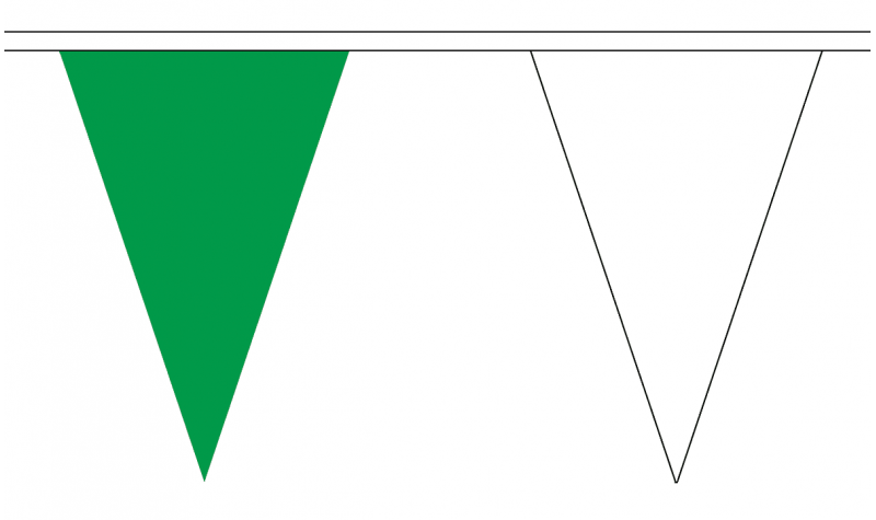 Green and White Triangle Bunting - 20m (54 Flags)