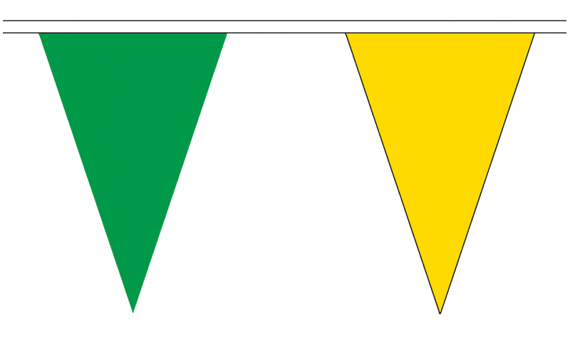 Green and Yellow Triangle Bunting - 20m (54 Flags)