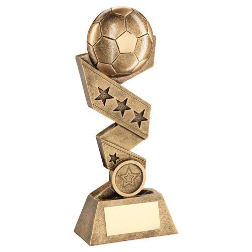 Brz|Gold Football On Zig Zag Star Ribbon With Plate (1in Centre)