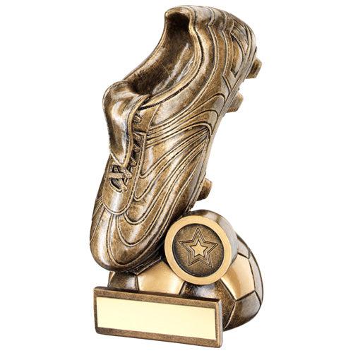 Brz|Gold Football Boot On Half Ball Base With Plate (1in Centre)