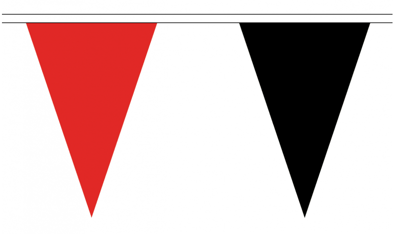 Red and Black Triangle Bunting - 20m (54 Flags)